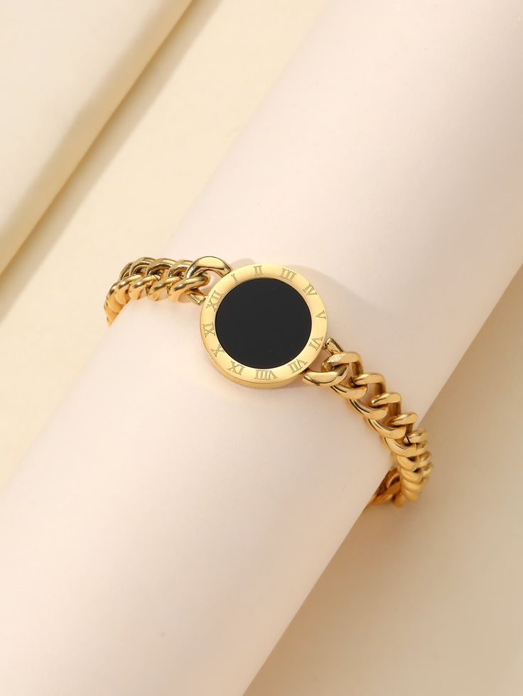 Gold and Black Coin-Style Bracelet (Duple Face)