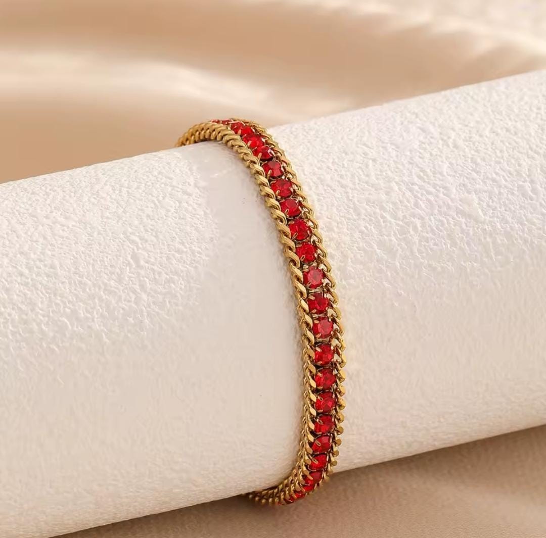 Red Gemstone Tennis Bracelet