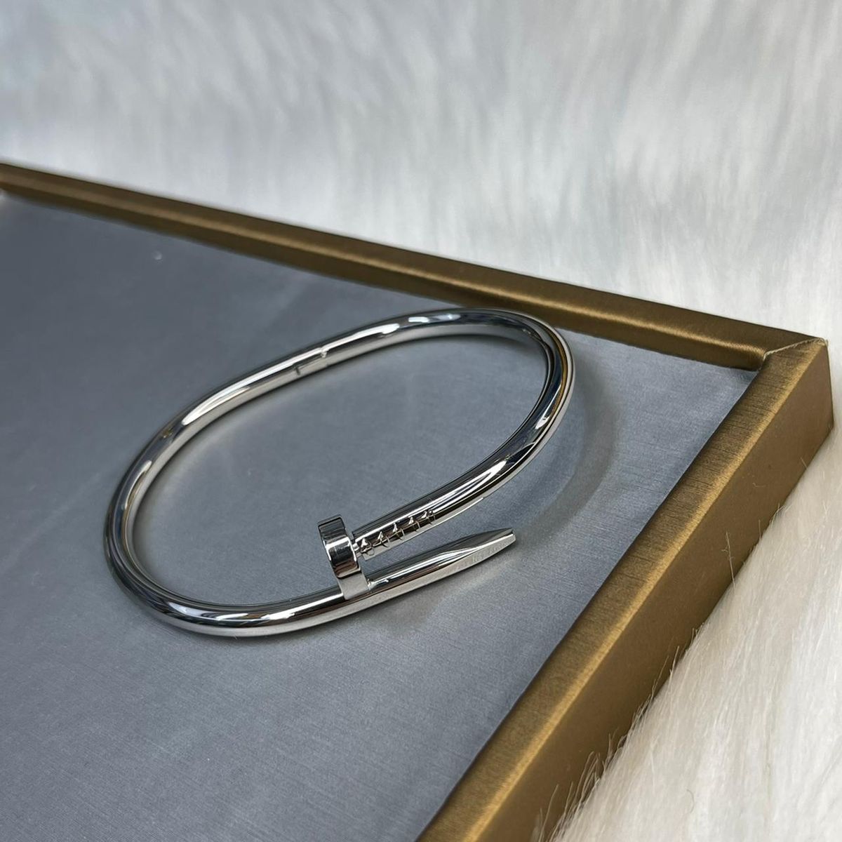 Silver Cartier Nail Bracelet