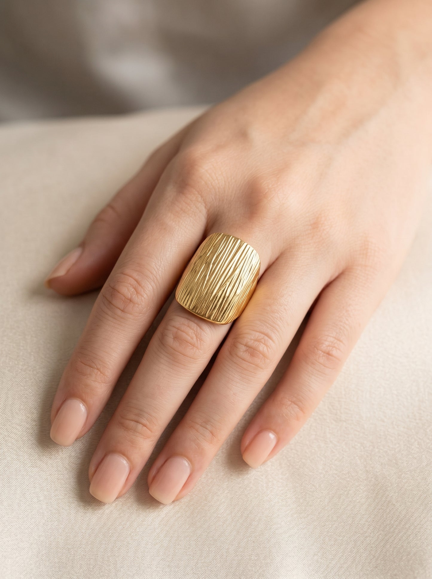 The Bark Texture Shield Ring
