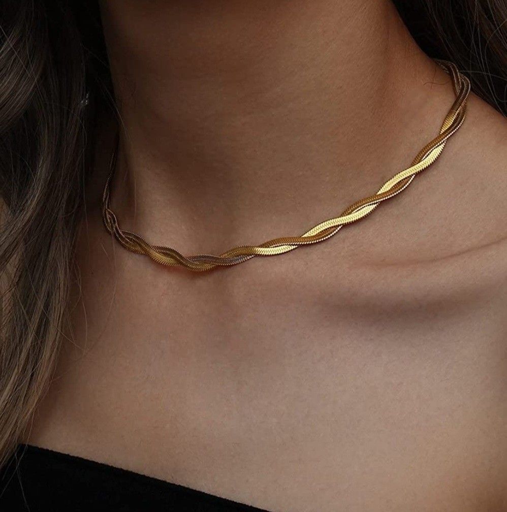 Douple Herringbone Gold Necklace