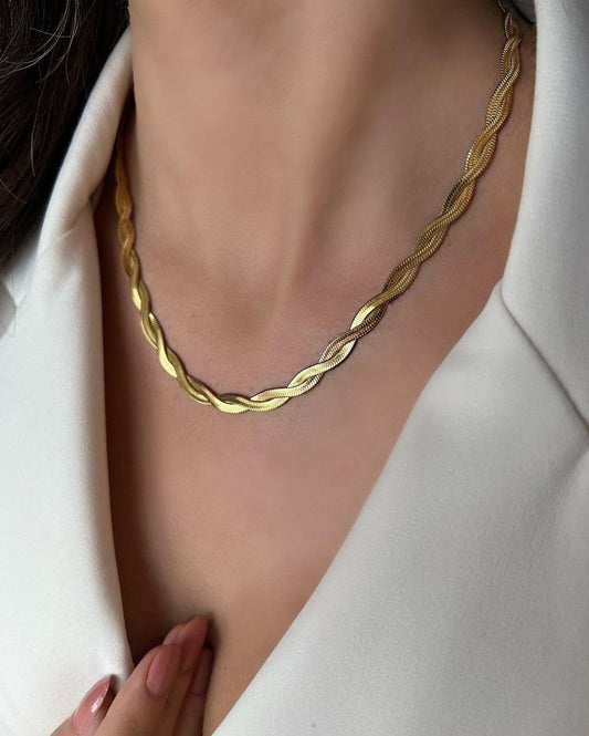Douple Herringbone Gold Necklace
