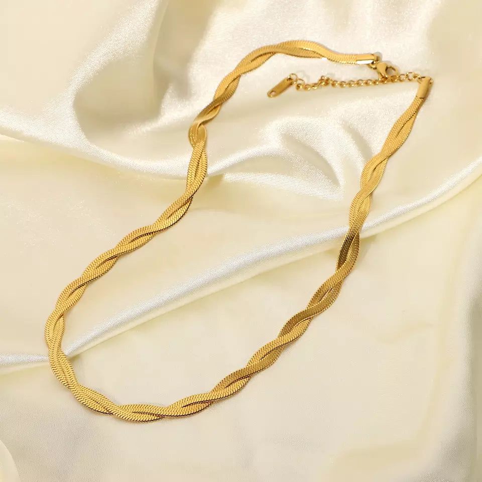 Douple Herringbone Gold Necklace