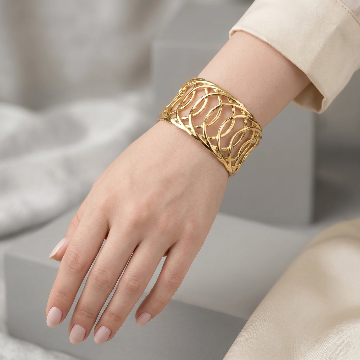 Concentric Wave Cage Bracelet