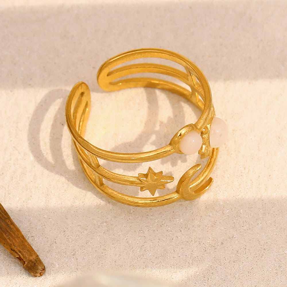 Gemstone Sun Moon Ring