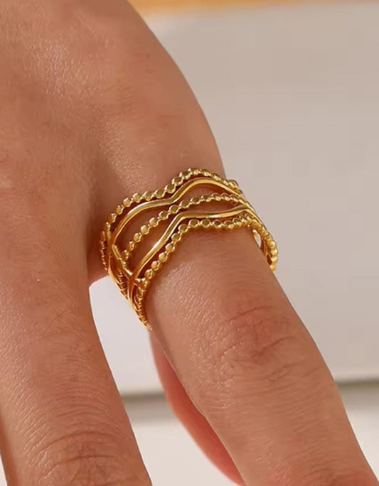 Gold Ripple Band Ring