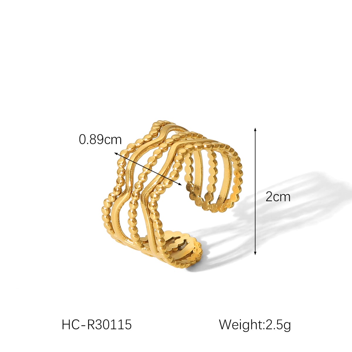 Gold Ripple Band Ring