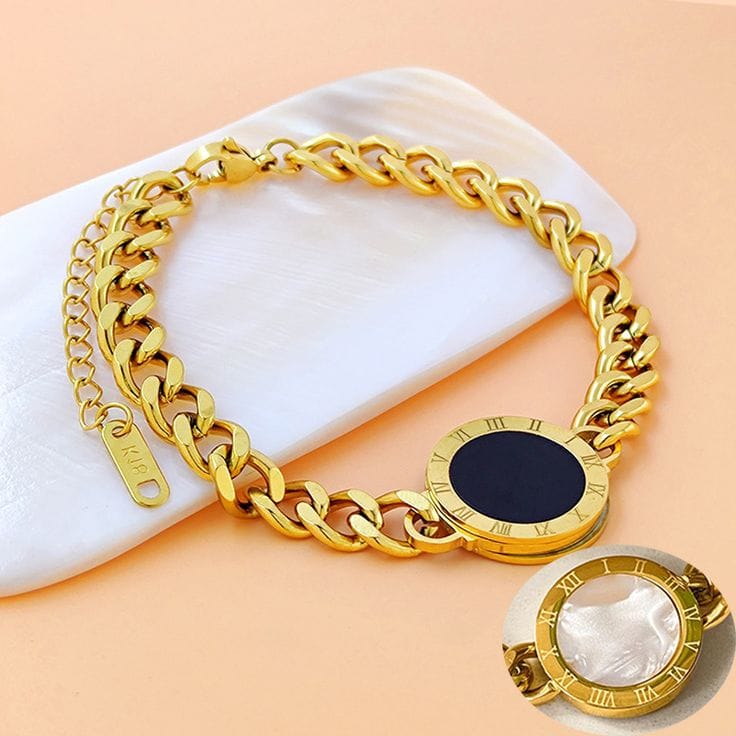 Gold and Black Coin-Style Bracelet (Duple Face)