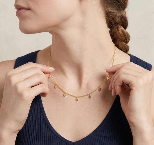 Golden Cube Drops Necklace