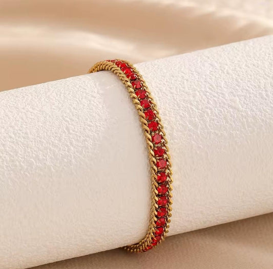 Red Gemstone Tennis Bracelet