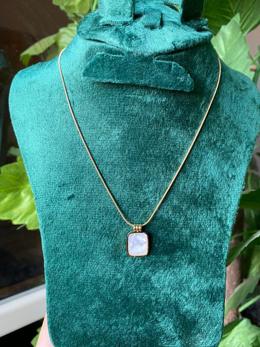 Square Mother of Pearl Pendant Necklace