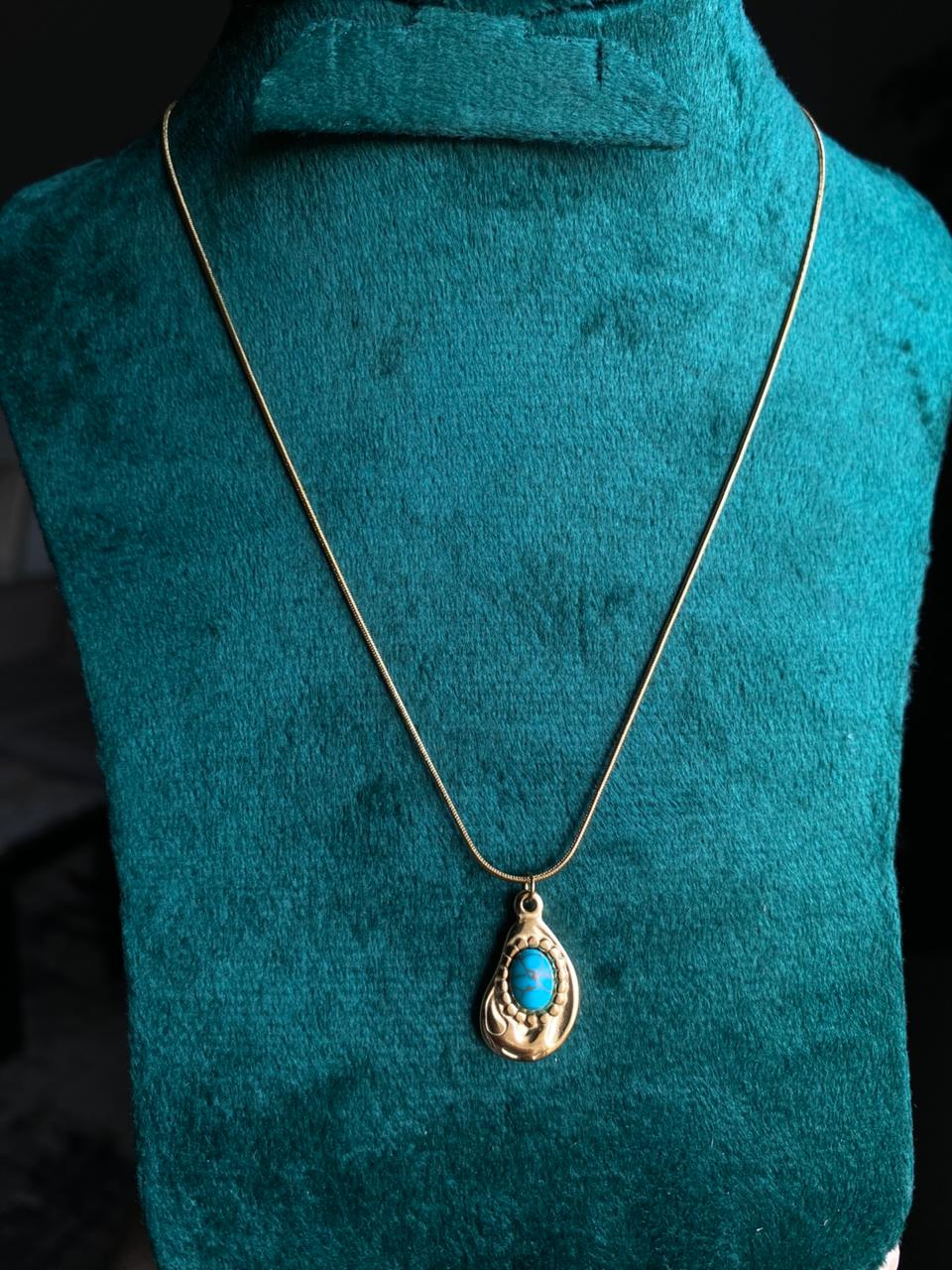 Tiny Teardrop Turquoise Necklace