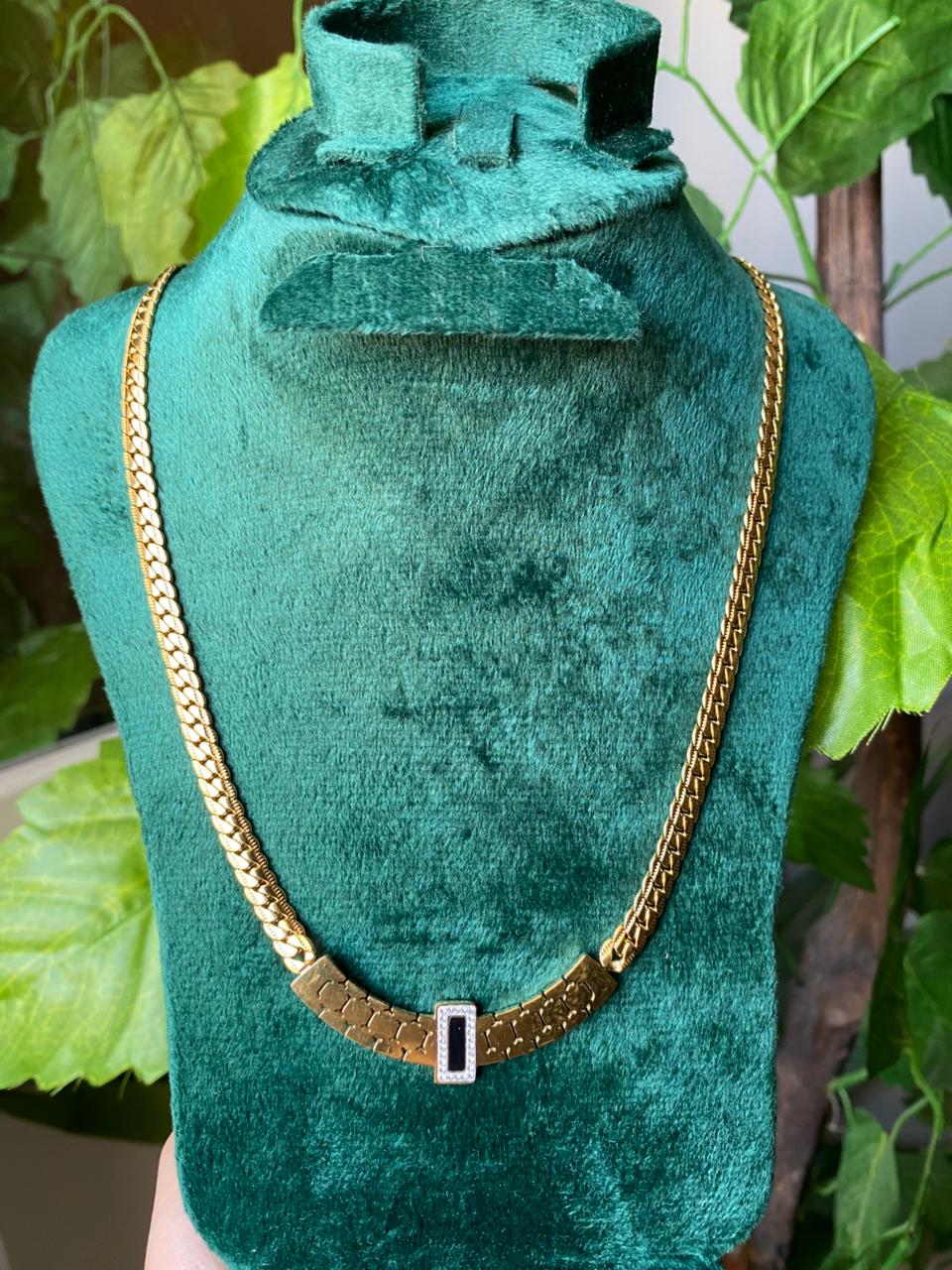 Vintage Gold Curb Chain Collar Necklace