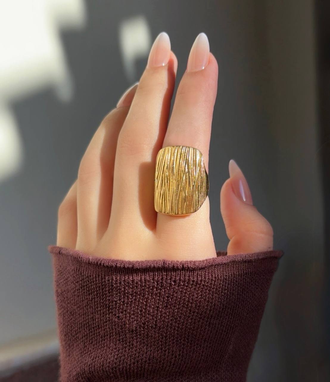 The Bark Texture Shield Ring